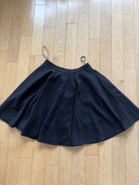 Black Wool Skater Skirt with Smooth Waistband